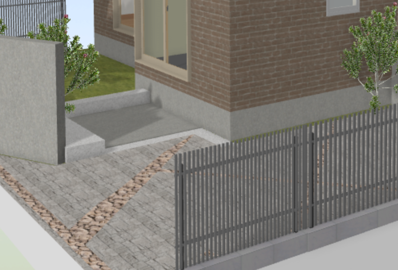 小平市リフォームワークスのエクステリア施工事例：駐輪スペースフェンス設置工事