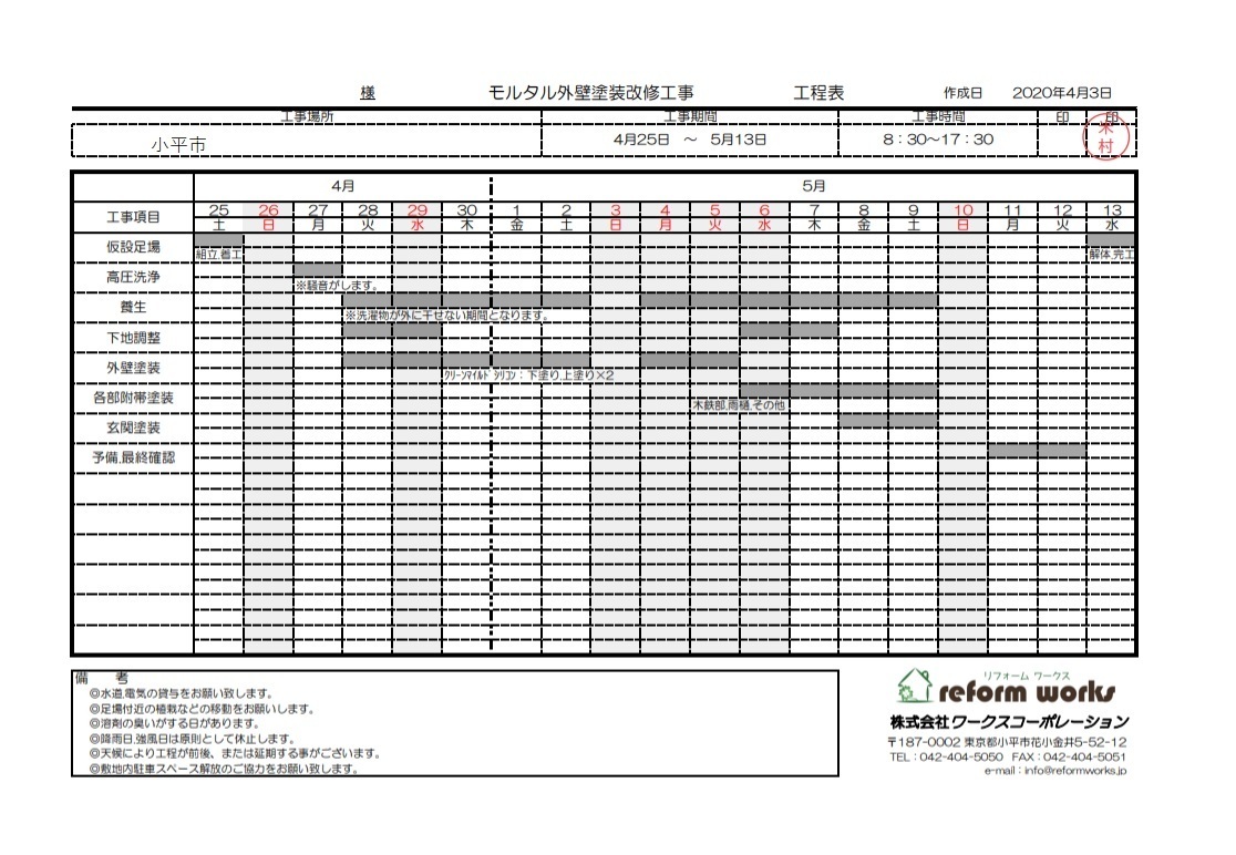 工程表