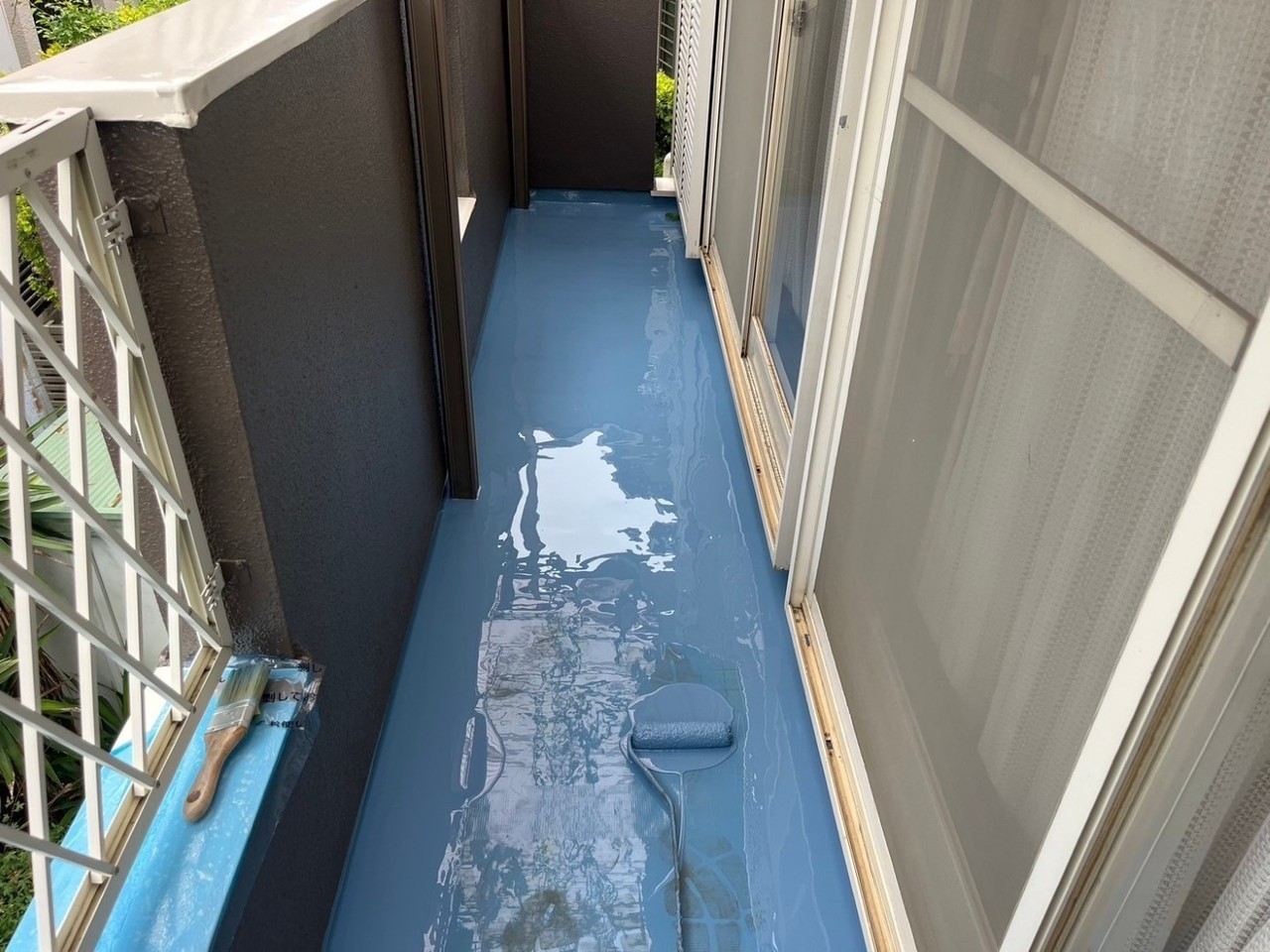 防水加工中のバルコニー