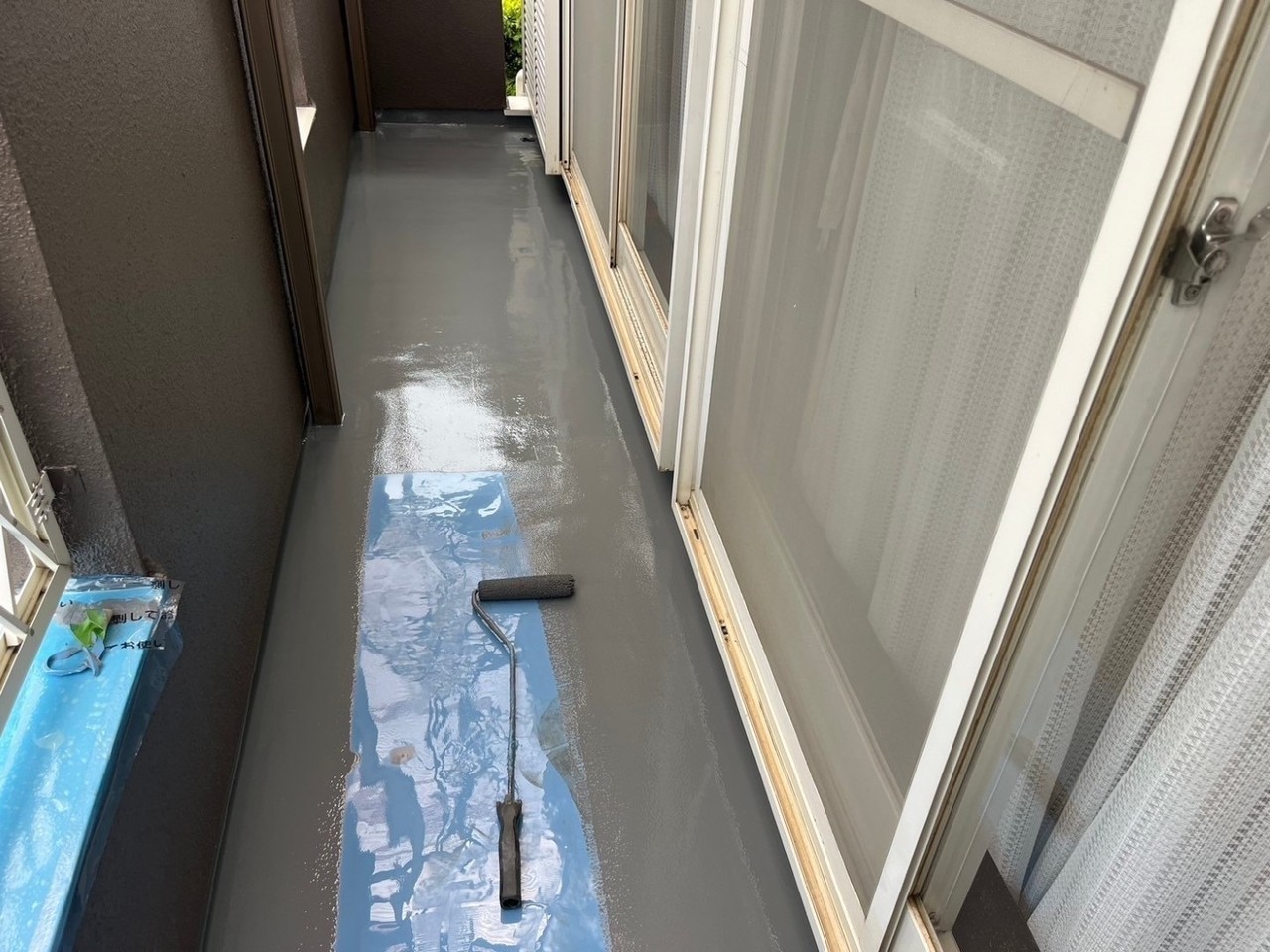 防水加工中のバルコニー