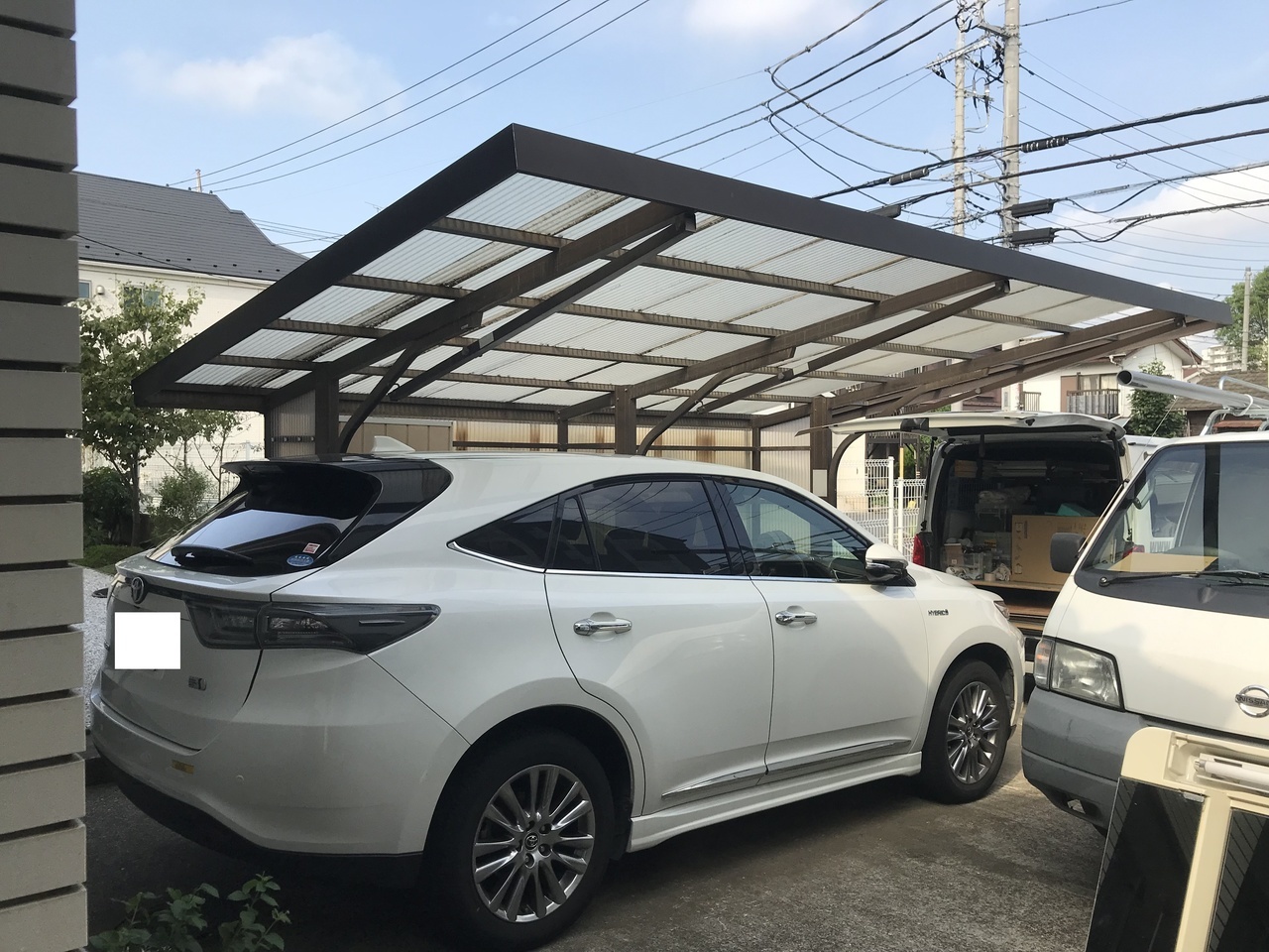 小平市リフォームワークスのエクステリア施工事例：ｻｲｸﾙﾎﾟｰﾄ波板交換工事
