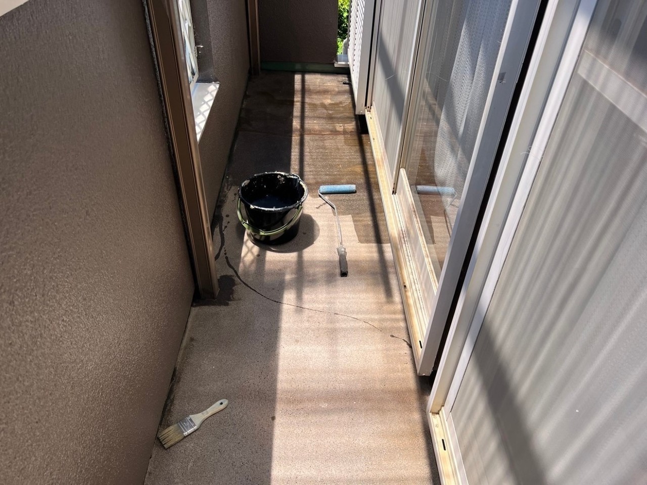 防水加工中のバルコニー