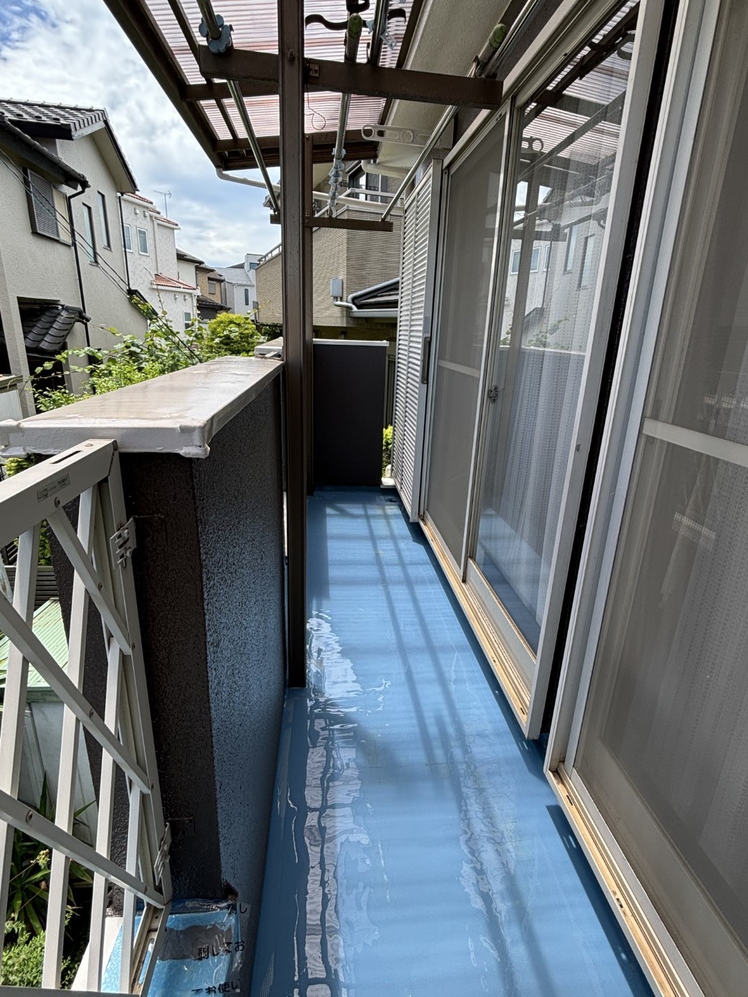 防水加工中のバルコニー