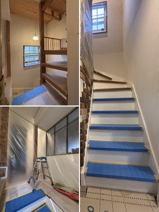 小平市リフォームワークスの施工事例：屋根外壁塗装　雨漏り修理の養生